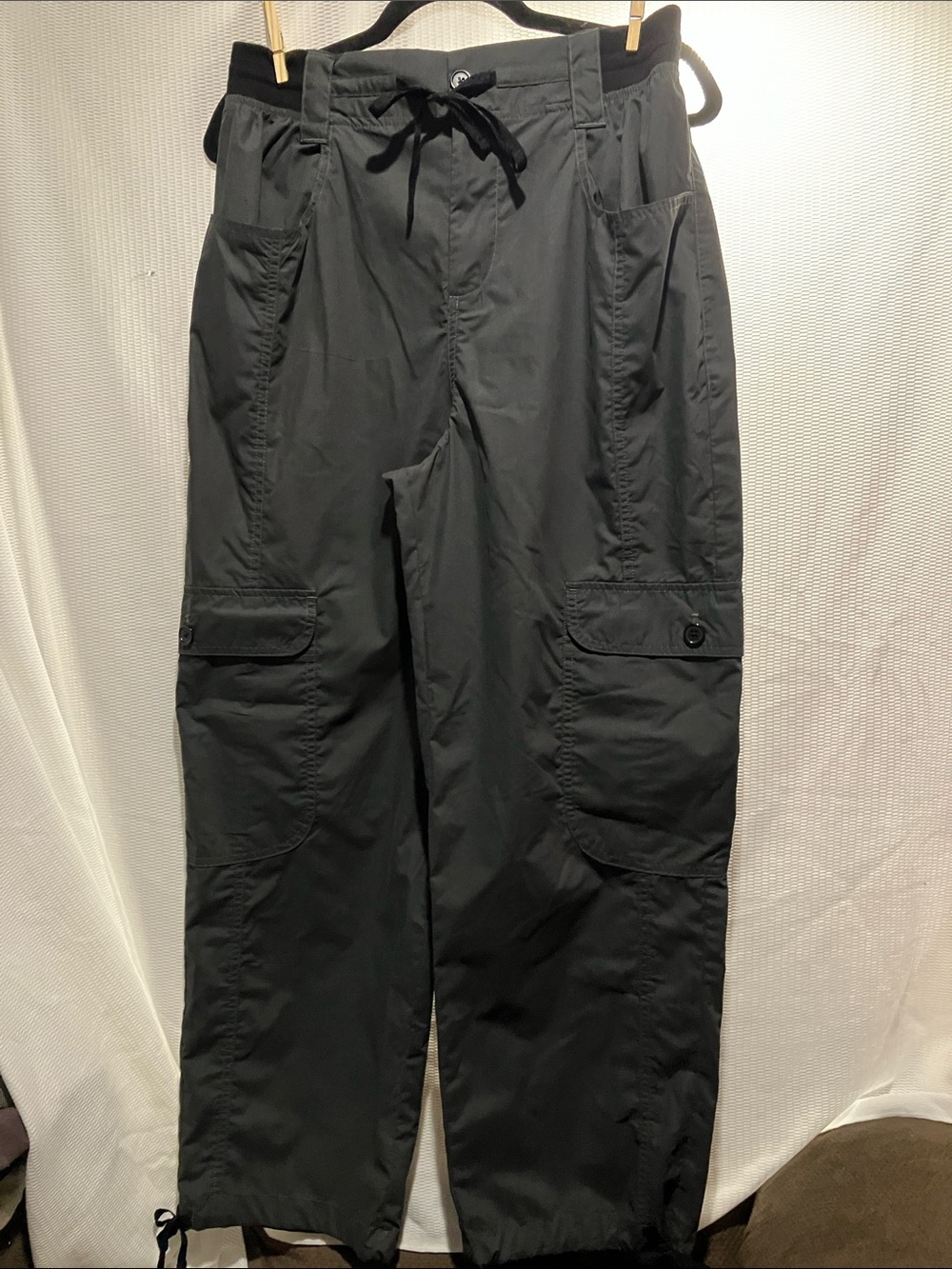 Ci Sono Black Cargo Pants with Drawstring Waist and Buttoned Pockets